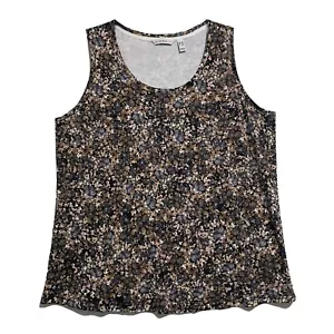 Isaac Mizrahi, QVC, braun, schwarz und elfenbein Blumendruck Tanktop, Größe 1X - Bild 1 von 4