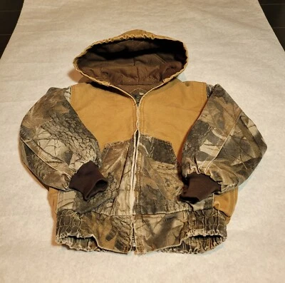 Red Head Coat Realtree 迷彩帆布绝缘帽全拉链夹克男孩 S 6/7 红发 — 第 1/4 张图片