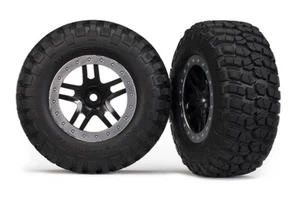 Traxxas  Reifen+Felge montiert hinten schw/satin-chrome - Bild 1 von 1