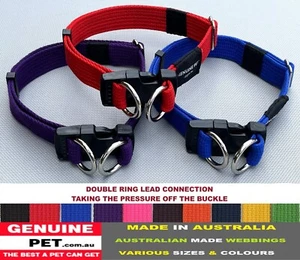Quality Dog Collar Soft Webbing Double Up Secure Collars Lead Leash - Picture 1 of 7