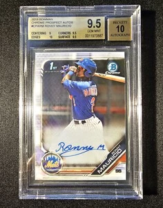 2019 Bowman Chrome Prospect Autographs Ronny Mauricio Auto BGS Gem Mint 9.5 - Picture 1 of 2