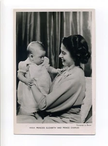 Princess Elizabeth Prince Charles playing with pearls, Tucks RPPC photo postcard - Picture 1 of 2