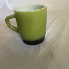  Vintage Anchor Hocking Fire King Milk Glass Green & Black Coffee Mug Cup