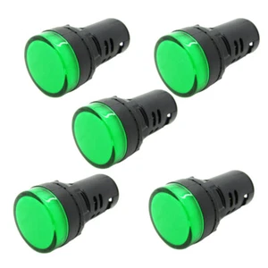 5 x Pure Green 22mm 0.87" 110VDC AC LED Indicator Light Power Signal Panel Lamp - Picture 1 of 9