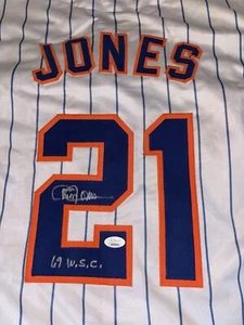 Cleon Jones Signed WSC Inscription New York Pinstripe Baseball Jersey (JSA) - Picture 1 of 4