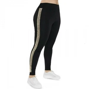 Black Leggings Side Panel Designs Womens Size Large High Waist - Picture 1 of 5