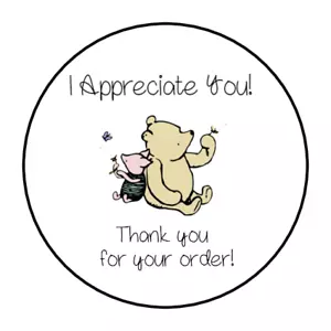 30 1,5" APPREZZO IL MAIALINO POOH, GRAZIE ETICHETTE/SIGILLI ADESIVI ROTONDI*** - Foto 1 di 1