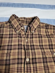 Carhartt Men's Heavyweight Flannel Long-Sleeve Loose Fit Plaid Shirt Brown XL - Picture 1 of 13