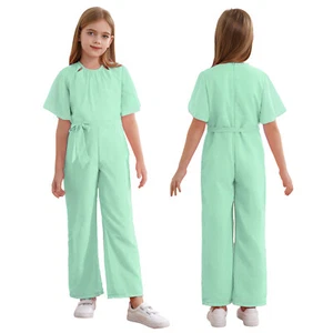 Kids Girls Rompers Pageant Overalls Bowknot Leotard Casual Jumpsuit Fashion - Picture 1 of 71