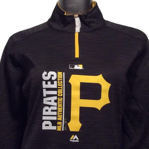 Women Pittsburgh Pirates Majestic Authentic Therma Base M 1/4 ZIP Pullover Shirt Cover