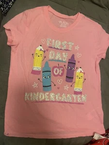 First Day Of Kindergarten T-Shirt, - Girls 6/7 RHINESTONES 💎customized 💕 - Picture 1 of 7