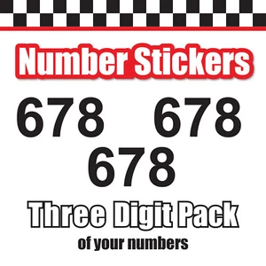 3 pcs Vinyl Custom Number Stickers 3 Digit 3"-16" Height Red Gray White 1129S - Picture 1 of 8