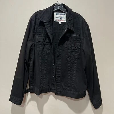 Chaqueta de camionero True Religion XXL de mezclilla negra para hombre Foto 1 de 4