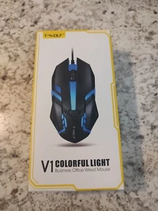 NEW T-Wolf V1 Colorful Light Business Office Wired Mouse - Picture 1 of 6