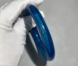 Top Quality Sea Blue Star Sapphire Lab-Created AAA+Corundum Sapphire Bangle 1Pcs - Picture 1 of 6