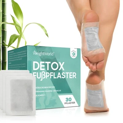 WEIGHTWORLD Detox Fußpflaster - 30 Pflaster - Vitamin C, Bambusessig & Wermut - Entgiftung