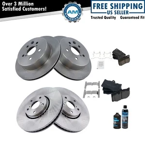 Front & Rear Ceramic Disc Brake Pad & Rotor Kit LH & RH Sides w/Chemicals - Picture 1 of 12