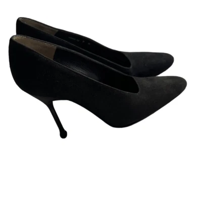 Tacones de aguja de gamuza negros Karl Lagerfeld/Channel de principios de los 90 raros talla 7 Foto 1 de 4