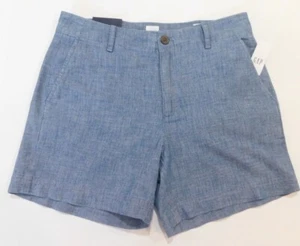 Gap Women's Shorts 5" Blue Chambray SIZES 0 & 2 Cotton Zip Button Pockets NEW - Picture 1 of 4