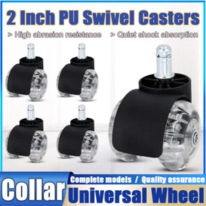 1/4/5pcs 2 Inch PU Transparent Crystal Swivel Castor Wheels Office Chair Casters - Imagen 1 de 14