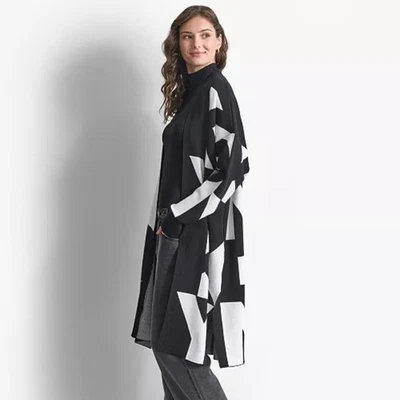 NUEVO CON ETIQUETAS DKNY Suéter Cárdigan Largo Manga Larga Logo Frente Abierto, Talla M/L Foto 1 de 4