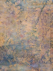 4 Yards Batik Stoff - Batik - lila rosa blau botanische Blätter Nähen Quilten - Bild 1 von 6