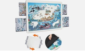 1500 Pezzi Tavola Puzzle Rotante in Plastica con Cassetti e Coperchio, 35"x27" Por... - Foto 1 di 5