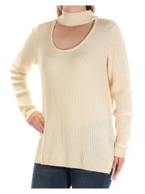 Gargantilla acanalada elástica beige para mujer KENSIE manga larga cuello falso suéter L Foto 1 de 4