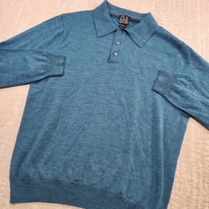 Jos A Bank Polo Pullover Herren Large Merinowolle Blau Langarm Preppy Wealth - Bild 1 von 10