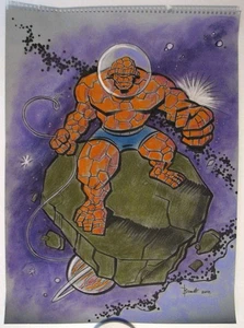 FANTASTISCHE VIER BEN GRIMM im RAUM Original Kreide KUNST Marvel Mike Bennett ein DING - Bild 1 von 1