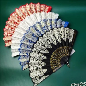 Chinese Style Folding Fan Hand Gold Powder Plastic Fan Dance Folding Fan Decor - Picture 1 of 16