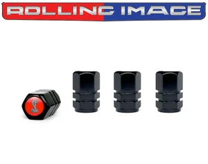 NEW Hexagon BLACK red Ford Shelby Cobra Valve Stem Caps (Free shipping to USA) - Picture 1 of 1
