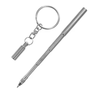 Key Chain Telescopic Pen: Stainless Steel Ballpoint Pens Retractable Pocket M... - Picture 1 of 9