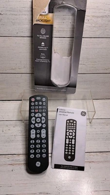 GE 4 Device Backlit Handheld Universal Remote Control Black Also Works With Roku - Image 1 of 4