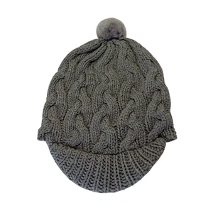 UGG Australia Beanie Hat Size O/S Gray Cable Knit Pom-Pom Womens  - Picture 1 of 6