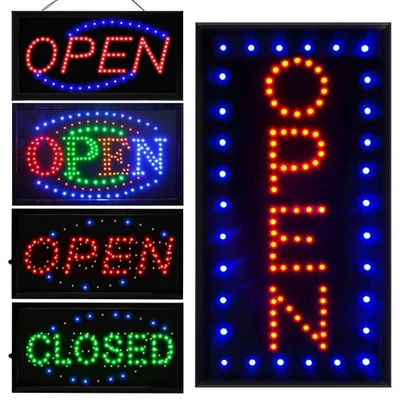 Placa de neon externa aberta à prova d'água LED placa de negócios barra de loja luz LED com ON/OFF - Imagem 1 de 4