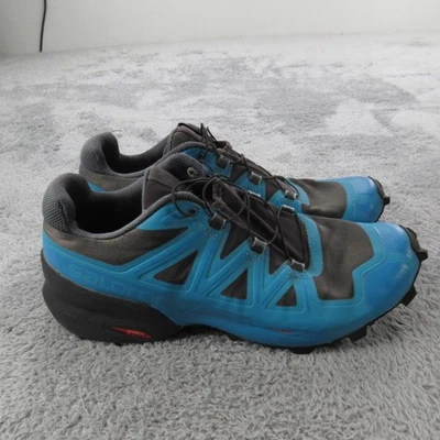 Salomon Trail Running Shoes Mens Size 10.5 Blue Quicklace Contagrip Lugged Black - Image 1 of 4