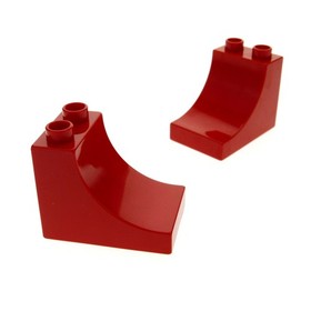 2x Lego Duplo Roof Brick Red 2x3x2 Curve 3191 10527 6157 2580 10514 5544 2301