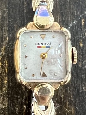 Reloj de cóctel suizo vintage Benrus para mujer con caja de oro de 14k #38673 manual funcionando Foto 1 de 4