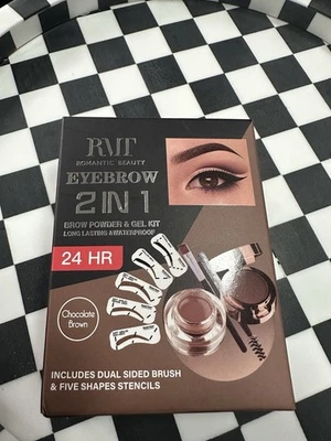 Romantic  Beauty  2 in 1 Eyebrow Kit Chocolate Brown New Sealed In Box - Image 1 of 2