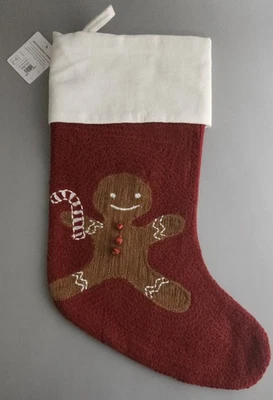 Pottery Barn Christmas Holiday Stocking Gingerbread Boy 20in Tall NEW IN BAG - Image 1 of 4