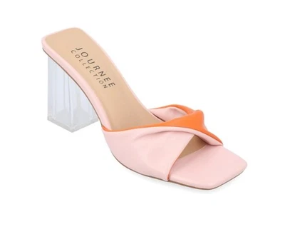 Journee Collection Women's Aylia Twist Slip On Block Heel Sandals Pink Size 6.5 - Image 1 of 4