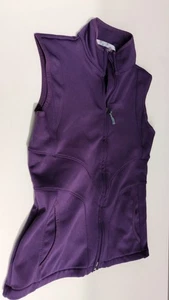 Athleta Fleece Moto Vest Xs Grape Plum Full Zip Pockets - Picture 1 of 7