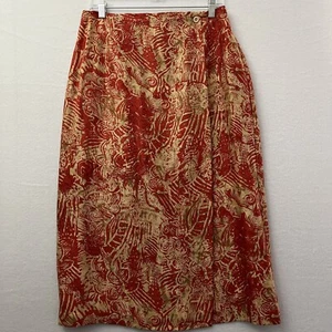 Nygard Wickelrock Größe 12 Rot & Gold 100 % Seide Abstrakt Blumendruck - Bild 1 von 15