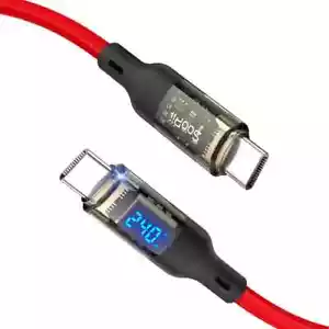 2pcs 240W USB-C Cable 10ft – LED Display, Fast Charging for MacBook, iPhone, Sam - Picture 1 of 8