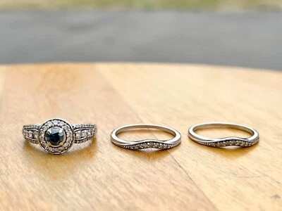 blue diamond engagement ring set - Image 1 of 4