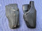 2 POLICE SECURITY AUTOMATIC PISTOL LEATHER HOLSTERS, BIANCHI & SAFETY SPEED