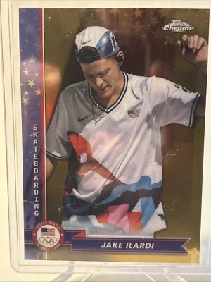 2024 Topps Chrome Olympics US Gold Refractor Jake Ilardi Skateboarding #26/50 - Image 1 of 3