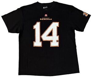 Andy Dalton Cincinnati Bengals #14 NFL Team Apparel Black T Shirt Mens Size XL