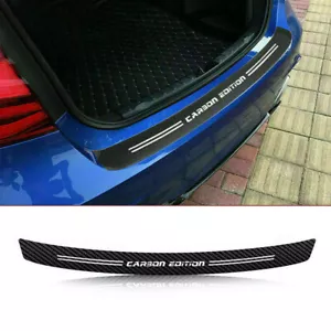 Car Black Carbon Fiber Rear Trunk Bumper Guard Decal Sticker Trim Accessories - Picture 1 of 12